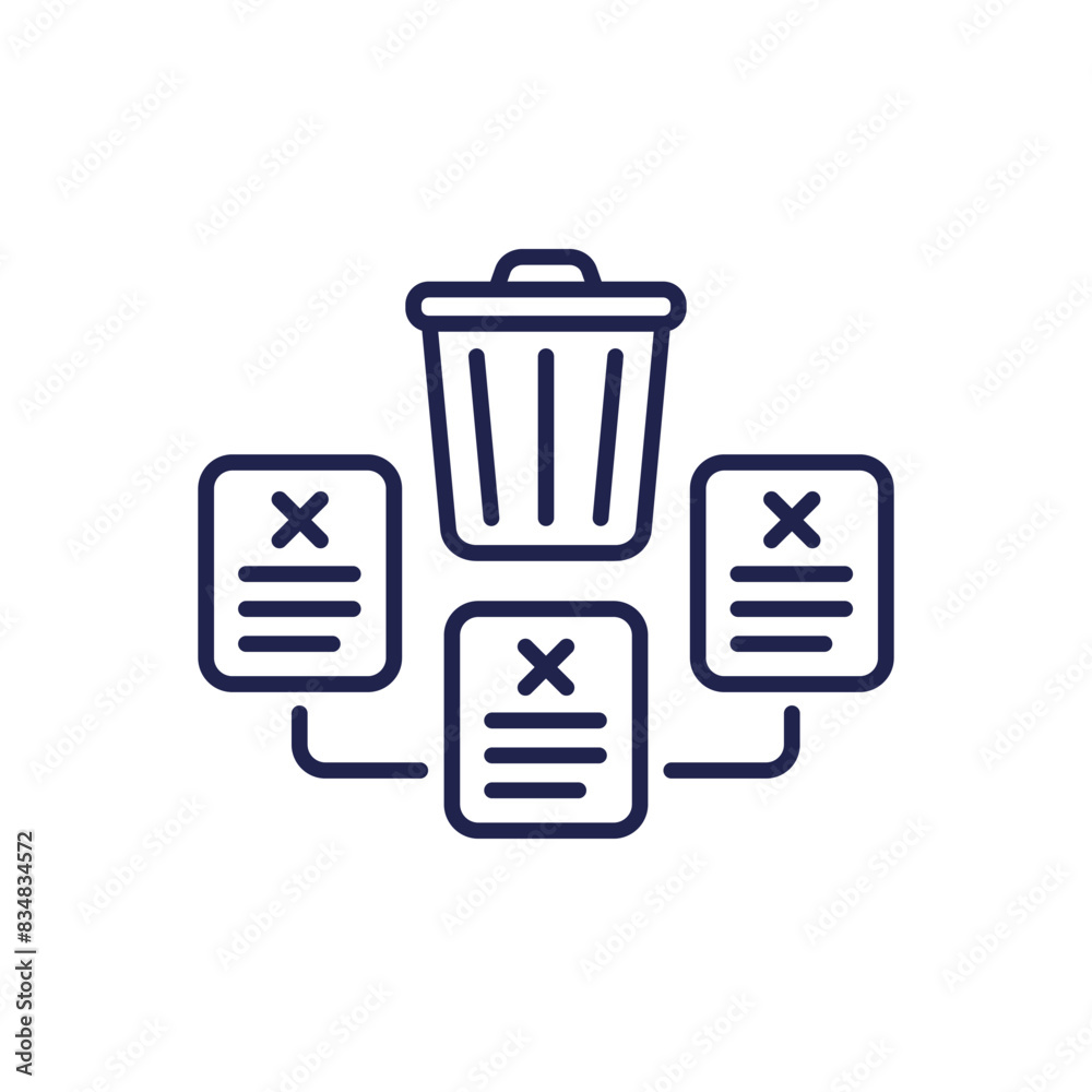 delete documents line icon with trash bin delete documents line icon with trash bin