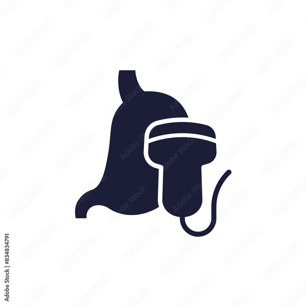 stomach ultrasound icon, abdominal ultrasonography vector
