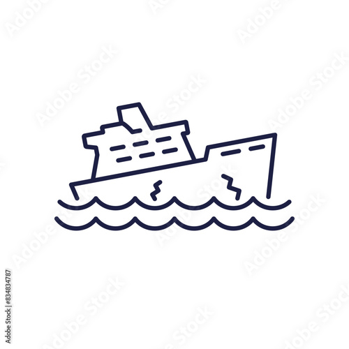 sinking ship line icon on white