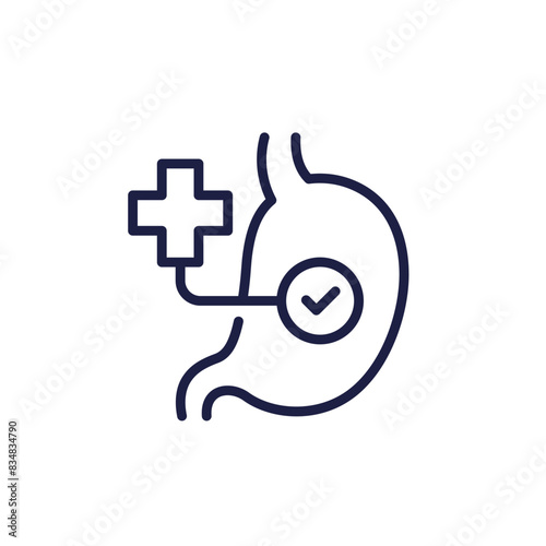 stomach health line icon on white