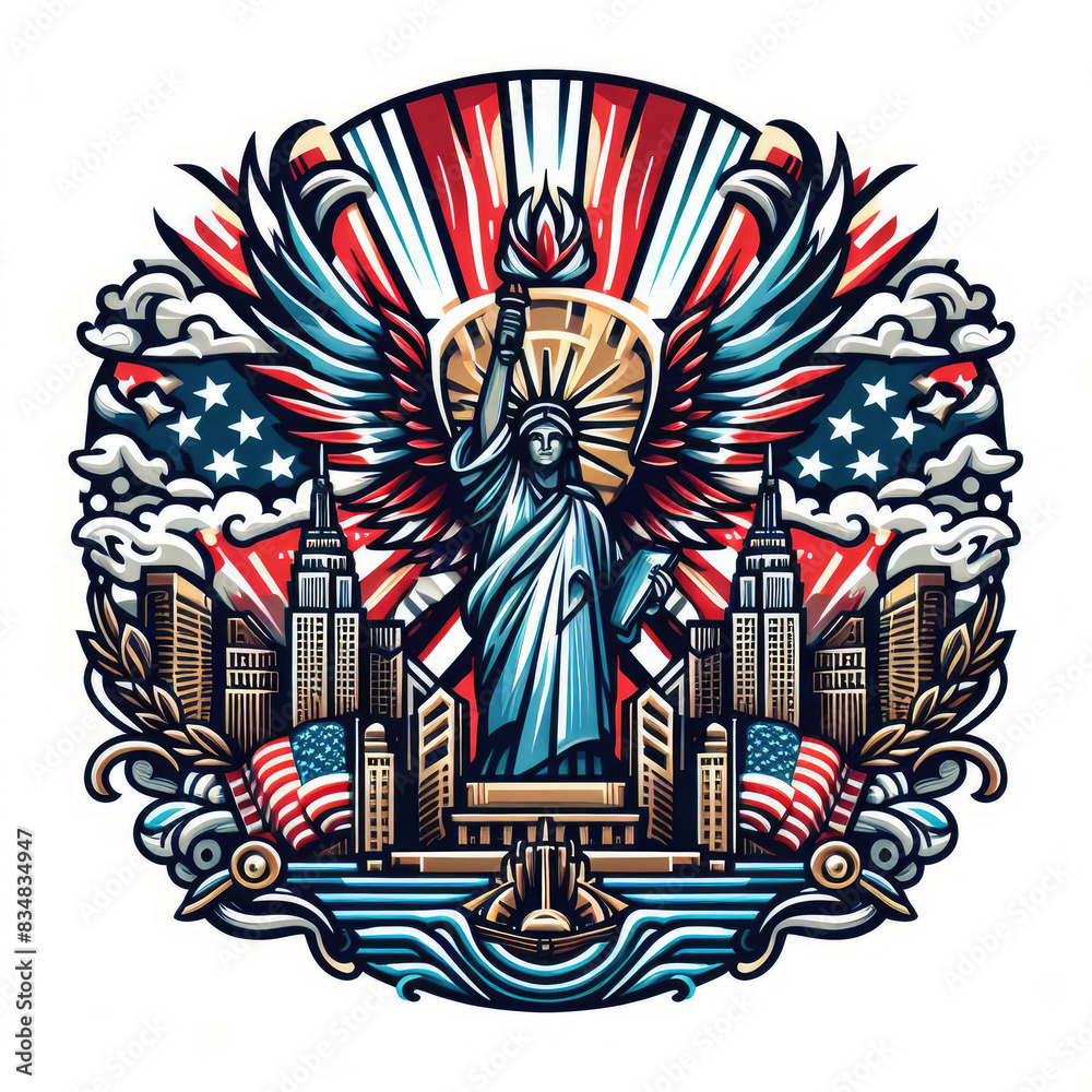 Fototapeta premium 4th of July Independence Day of America logo and background