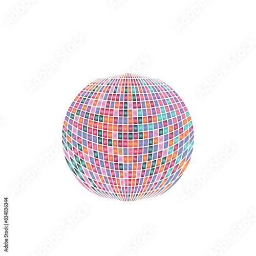 disco ball clipart. colorful disco ball clipart or vector illustration isolated on white background.