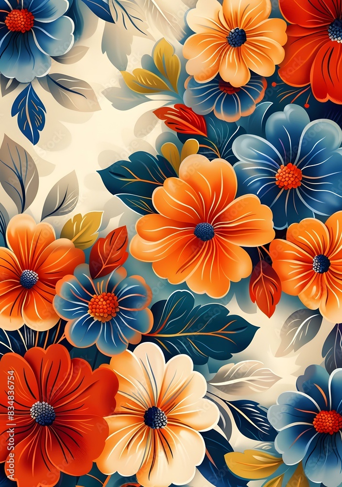 vibrant floral pattern with a retro 70s feel vibrant floral pattern with a retro 70s feel