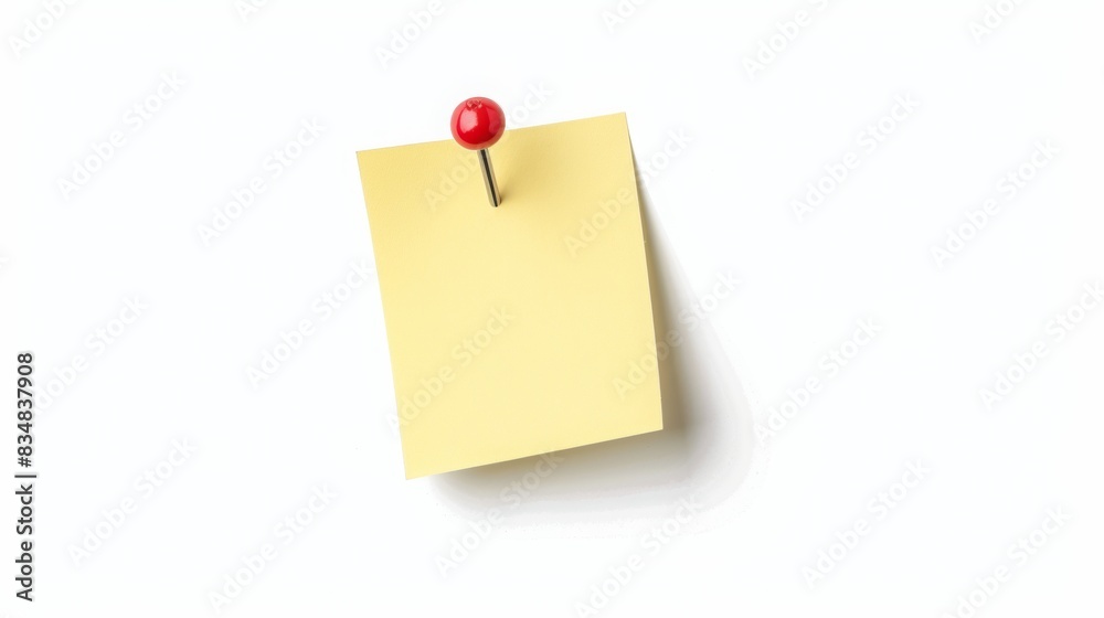 Yellow sticky post it notew with pin isolated on white background Yellow sticky post it notew with pin isolated on white background