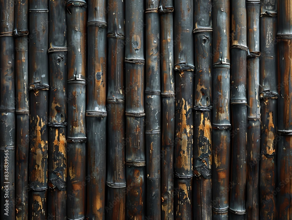 Close-up bamboo fence rust peeling paint Close-up bamboo fence rust peeling paint