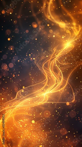 Golden flames dance on a black background photo