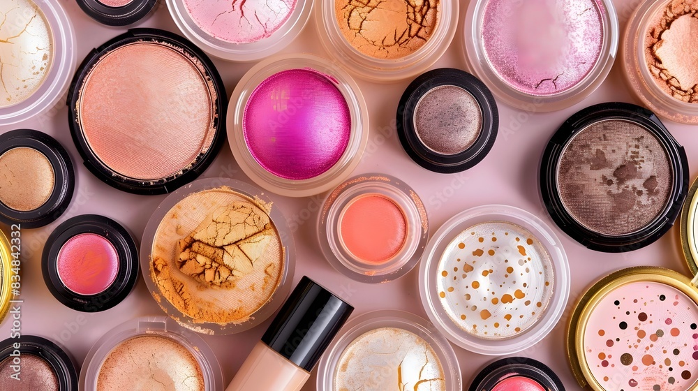 Vibrant Cosmetics Palette Showcasing Dynamic Makeup Shades Vibrant Cosmetics Palette Showcasing Dynamic Makeup Shades