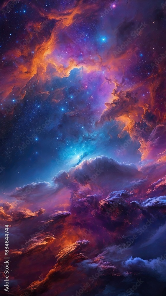 Fototapeta premium Multicolored painted nebula