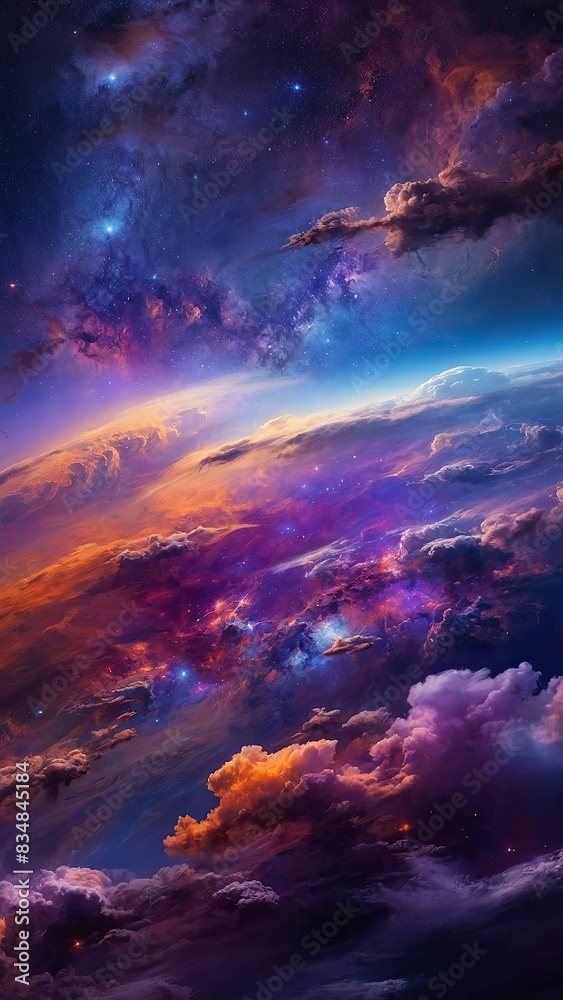 Fototapeta premium Multicolored painted nebula