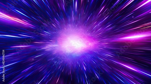 Abstract flight in retro neon hyper warp space in the tunnel 3d
