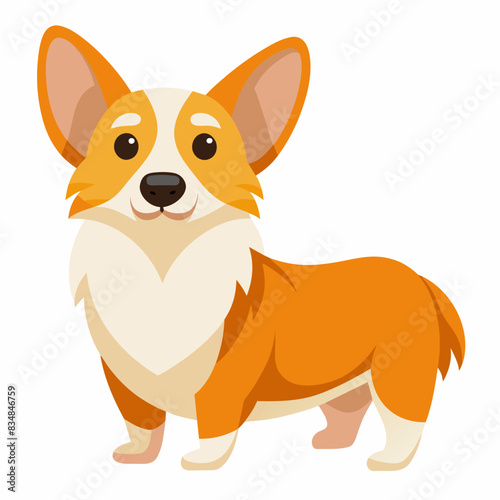 Imagine a cute Corgi, a friendly cartoon dog with short legs and big ears, spreading happiness