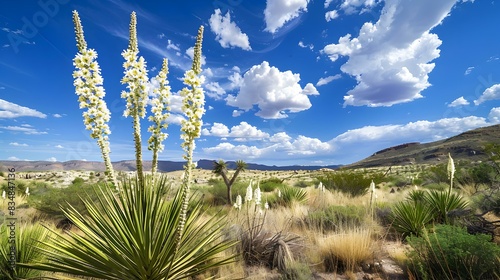 yucca fields against a desert image