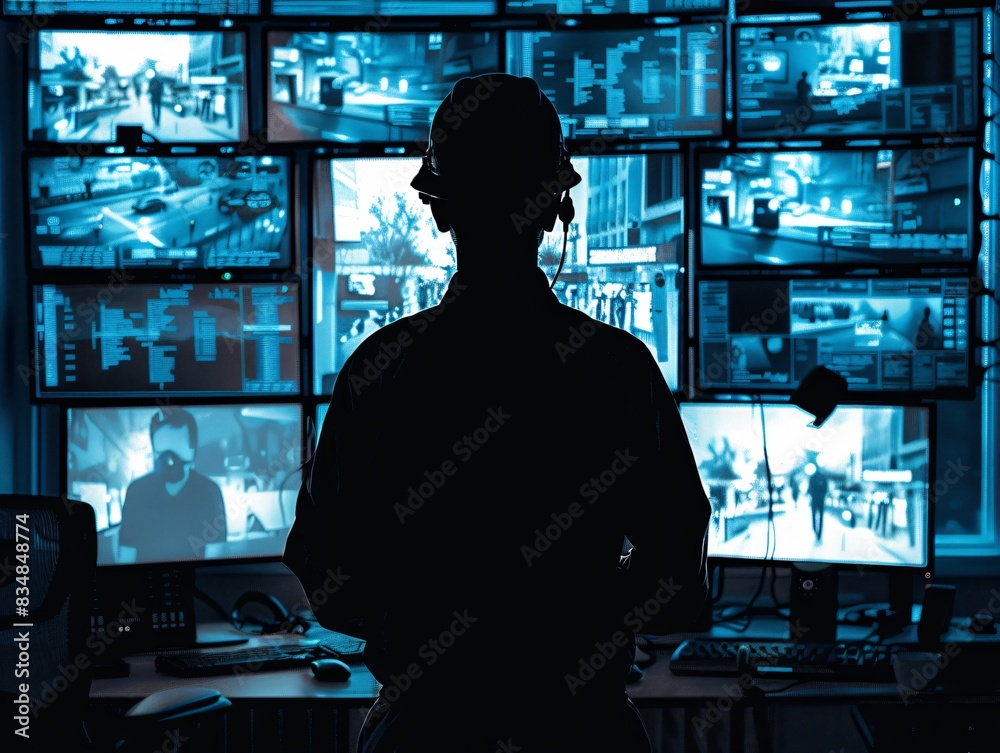 Man watching video screen Man watching video screen