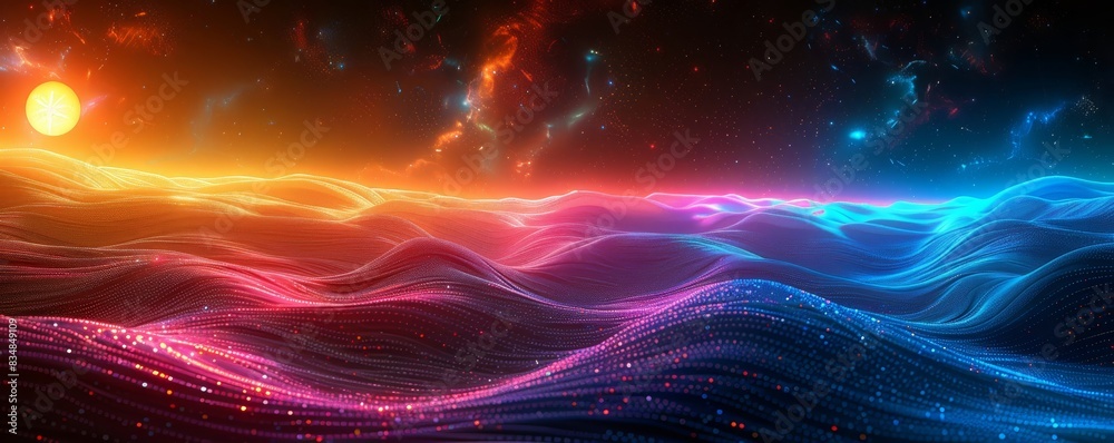 Abstract Landscape With Sunset And Stars Abstract Landscape With Sunset And Stars