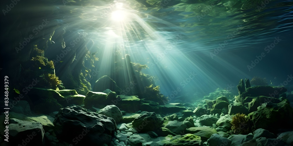 Sunlight promotes growth of algae and marine life in seabeds. Concept Marine Biology, Algae Growth, Seabed Ecosystems, Sunlight Effects, Environmental Science