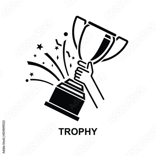 Trophy icon. Winer icon. Hand holding trophy cup isolated on background vector illustration.
