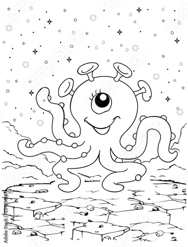 children's coloring book of cartoon aliens  
