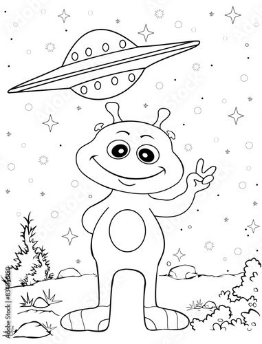 children's coloring book of cartoon aliens  