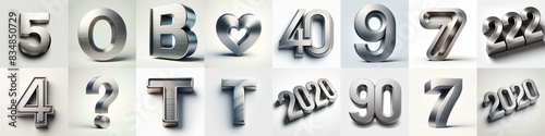 Brushed steel metal Lettering Typeface. AI generated illustration