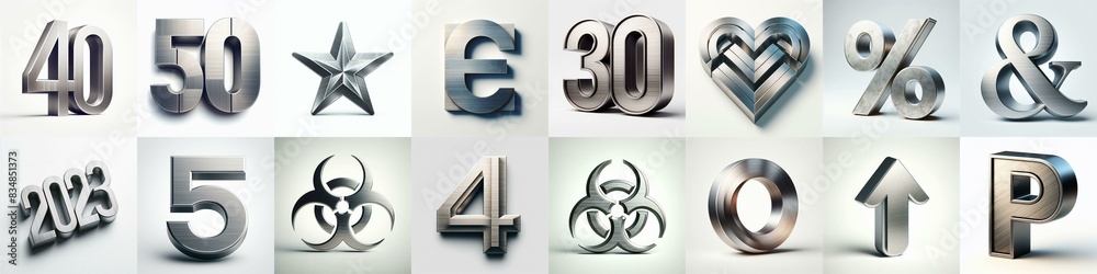 Fototapeta premium Brushed steel metal Lettering Typeface. AI generated illustration