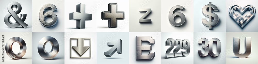 Obraz premium Brushed steel metal Lettering Typeface. AI generated illustration