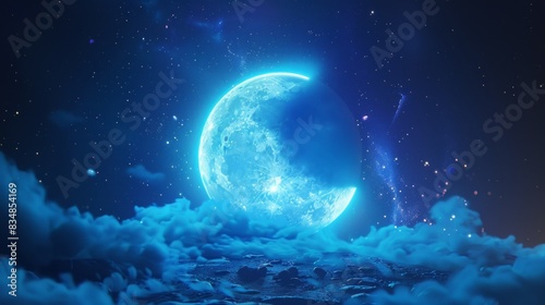 glowing moon with a calming aura fantasy beautiful background wallpaper  meditation sleep concept