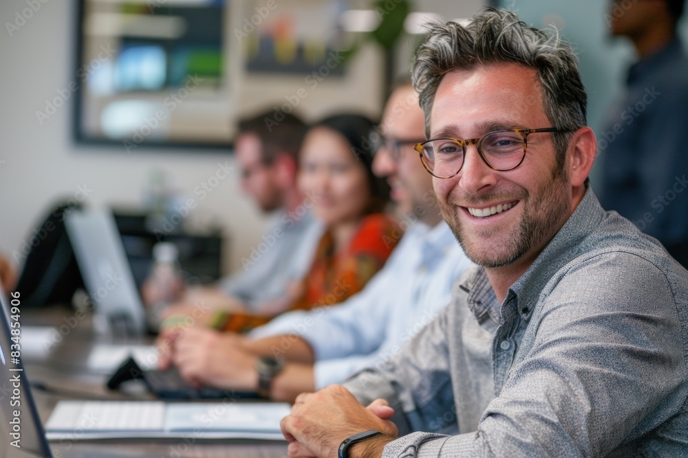 A project manager oversees a team, guiding them with professionalism towards a successful delivery.