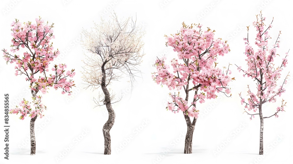 blooming cherry trees five