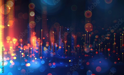 digital stock market chart background with blue light and bokeh  financial graph concept of business wallpaper for wall art decoration or presentation design