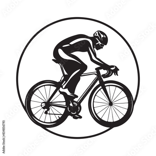 Racing Cyclist. Logo, silhouette of bicyclist in race Stock Vector Image and design 