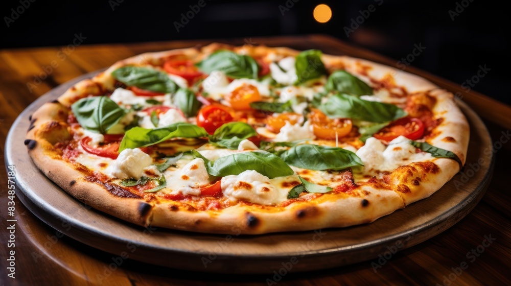 freshly baked pizza, topped with gooey mozzarella cheese, vibrant vegetables, freshly baked pizza, topped with gooey mozzarella cheese, vibrant vegetables,