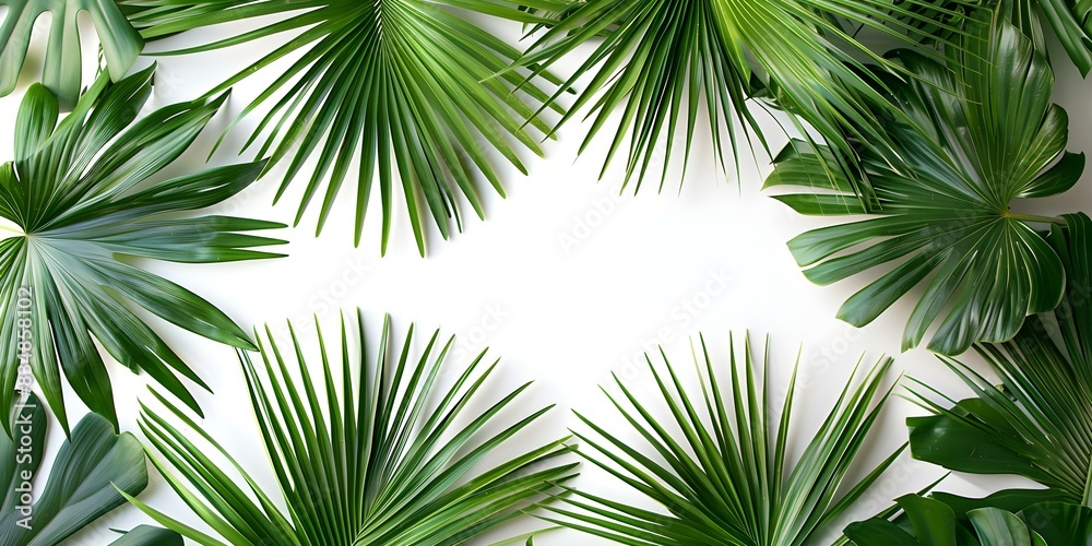 Saw palmetto fronds on white background for nature-inspired designs. Concept Nature-inspired Designs, Saw Palmetto Fronds, White Background, Botanical Illustrations