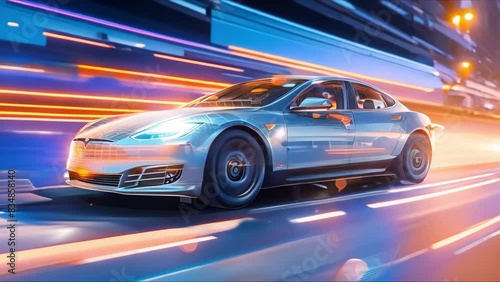 Explore electric vehicle braking systems for energy efficiency and performance optimization. Concept Regenerative Braking, Energy Recovery, Performance Enhancements, EV Technology photo