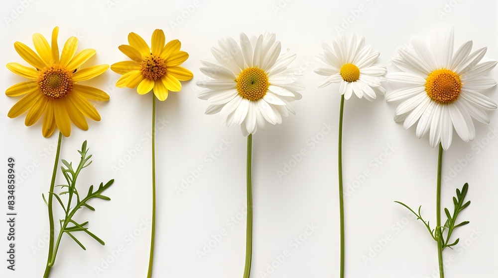 daisies five different isolated daisies five different isolated