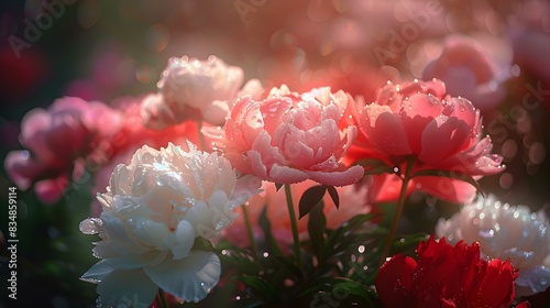 Fototapeta Naklejka Na Ścianę i Meble -  romantic peonies in a garden