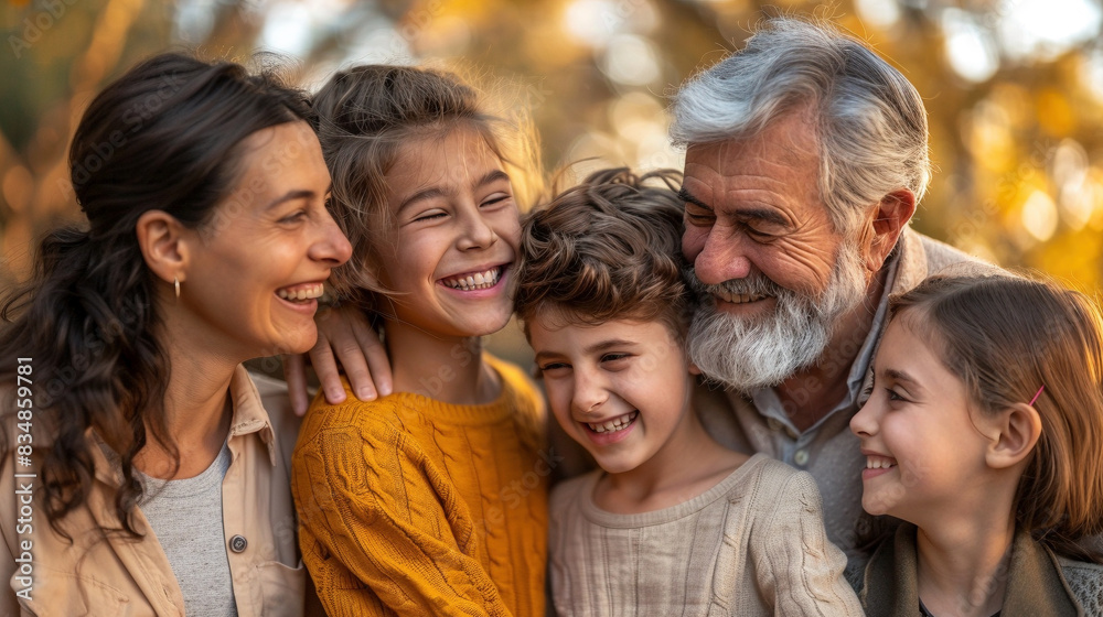 Happy Multi-Generational Family Bonding Outdoors Happy Multi-Generational Family Bonding Outdoors