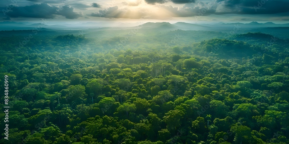 Fototapeta premium The Threat of Global Deforestation to Earth's Temperature Regulation and Biodiversity. Concept Deforestation Impact, Climate Change, Biodiversity Loss, Environmental Degradation, Global Crisis