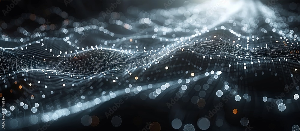 abstract modern 3D digital dark black background for technology process, science, education, space, digital storage, neural networks, fantastic, magical, etc.