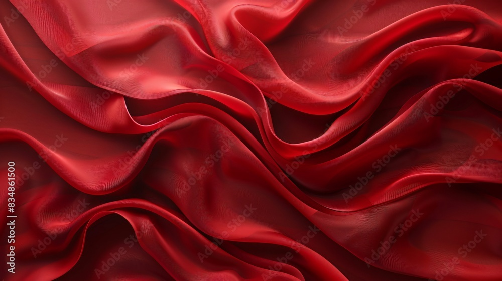Obraz premium Red silk fabric with numerous folds