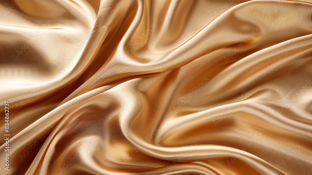 Close-up of smooth gold silk fabric Close-up of smooth gold silk fabric
