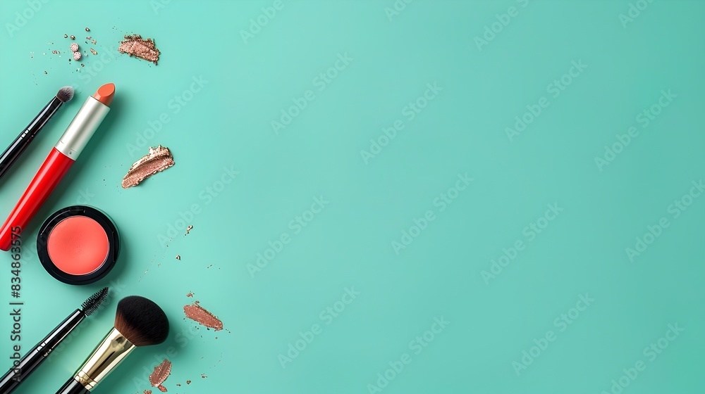 Carnival Atmosphere Elevates Minimalist Cosmetics Display on Seafoam Green Backdrop Carnival Atmosphere Elevates Minimalist Cosmetics Display on Seafoam Green Backdrop
