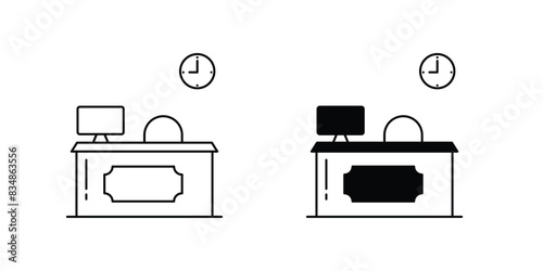 reception desk icon with white background vector stock illustration