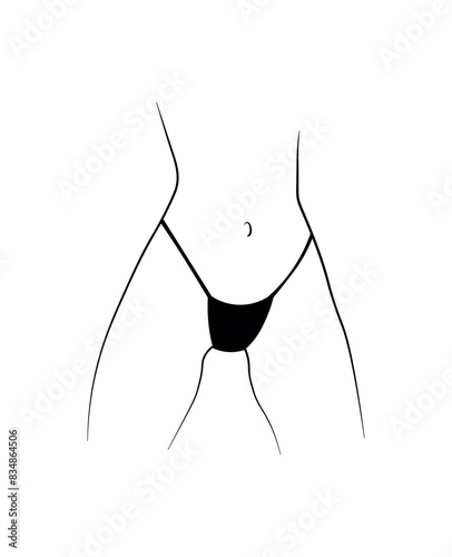 black and white vector illustration woman bikini panties