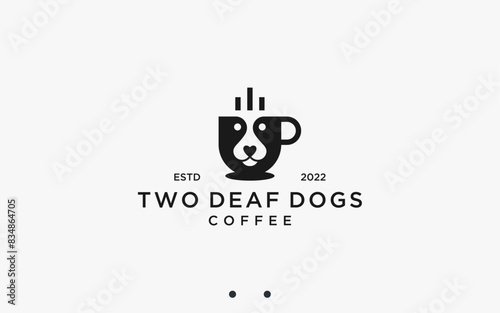 coffee with dog logo design vector silhouette illustration