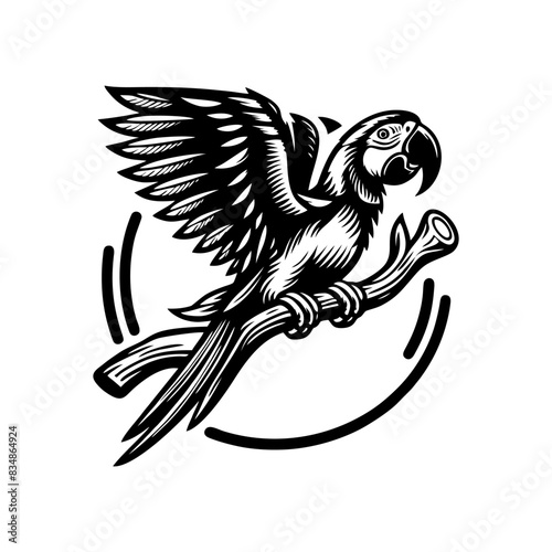 Parrot logo design, macaw logo icon design template