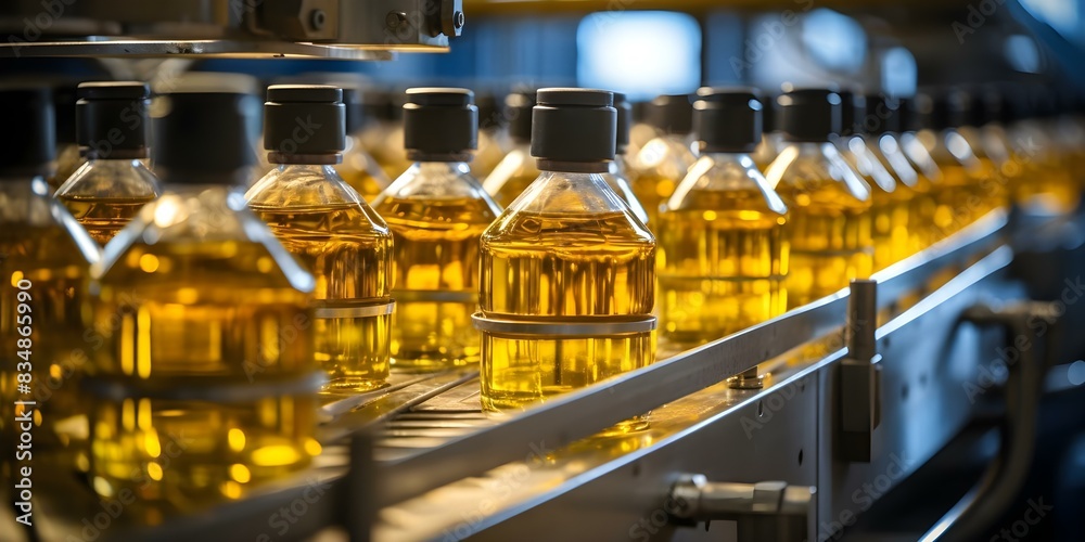 Streamlining Edible Oils Production with Automated Production Line in the Food Industry. Concept Food Industry, Edible Oils, Automated Production Line, Streamlining Production