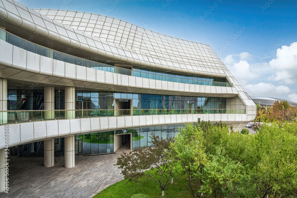 Modern Curved Walkways and Landscaped Areas of Urban Cultural Center Modern Curved Walkways and Landscaped Areas of Urban Cultural Center
