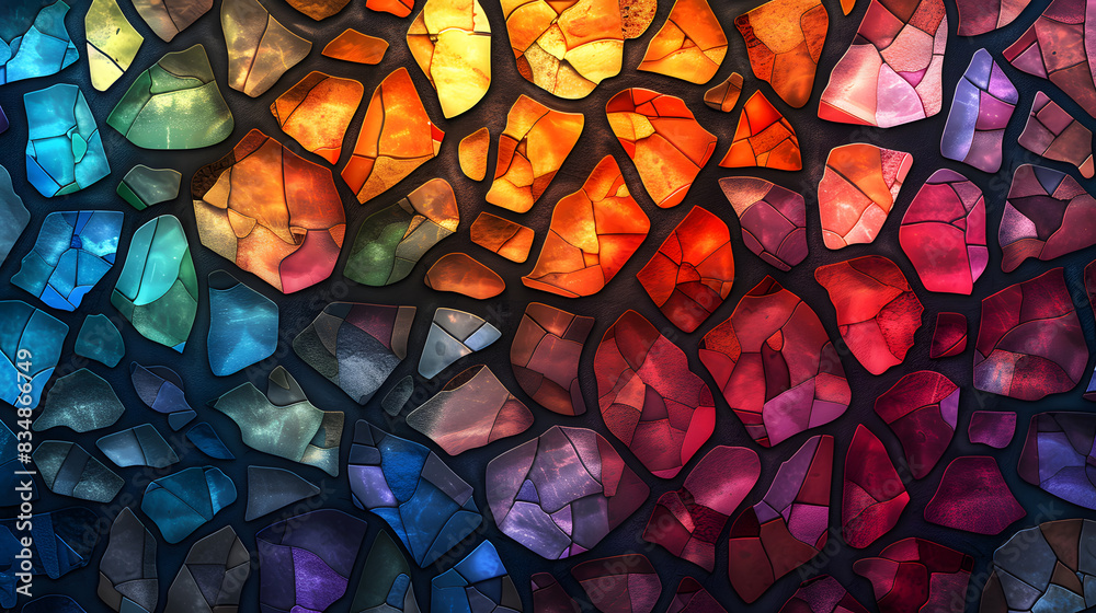 An abstract background inspired by the aesthetics of stained glass. Use bold, segmented colors and dark outlines to create a mosaic effect that captures the light beautifully. An abstract background inspired by the aesthetics of stained glass. Use bold, segmented colors and dark outlines to create a mosaic effect that captures the light beautifully.