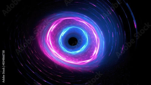 Blue abstract background with spiral circle lines, technology futuristic template