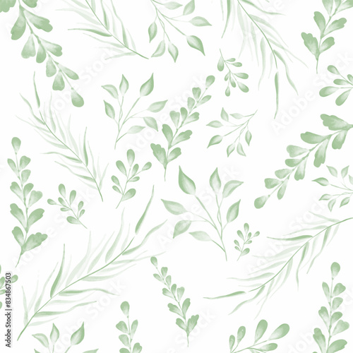 Hand painted watercolour leaf pattern design